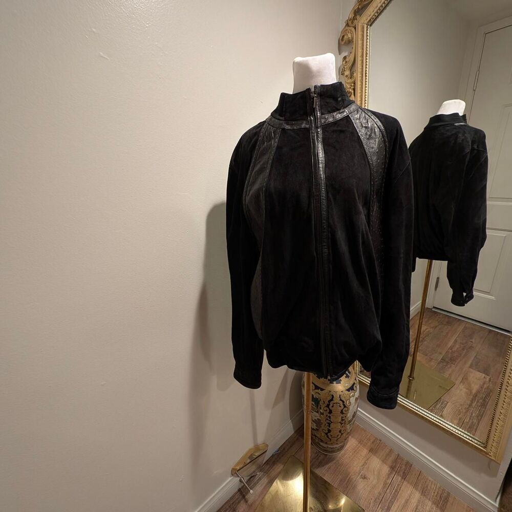 Vintage $15k UMBERTO BILANCIONI Italian Black Leather Jacket Coat IT52|US M L/XL